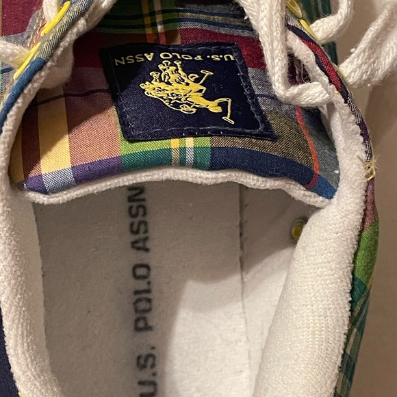 U S Polo‎ Ralph Lauren Plaid Women’s Sz 7.5 M Lace Up Sneakers Tennis Shoes - Picture 3 of 4